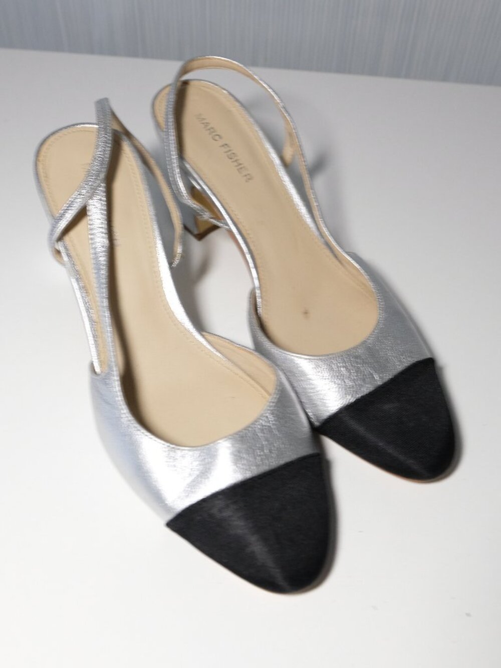 Marc Fisher Laynie silver heels